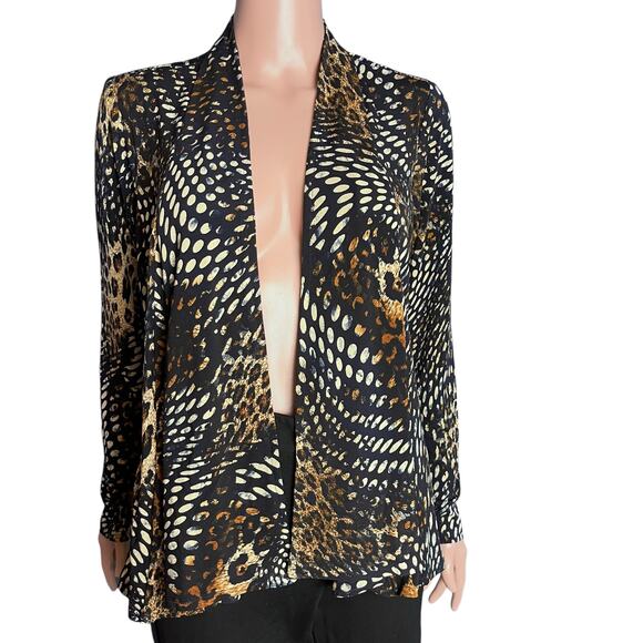 Frank Lyman GORGEOUS Mixed Media Animal Print Open Cardigan Glam Quiet Luxury 8m - Picture 1 of 6